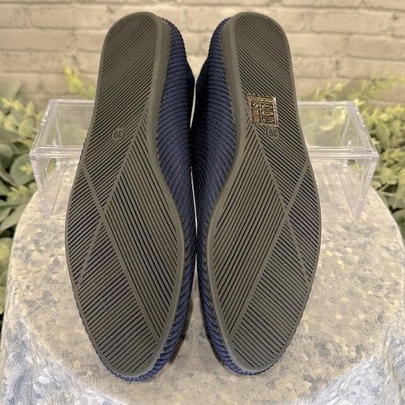 Navy Blue Round Toe Ribbed Stretch Knit Flex Comfort Flats - WMS 8M💙Like New💙 - Picture 7 of 10